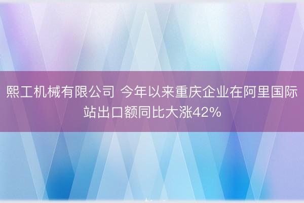 熙工机械有限公司 今年以来重庆企业在阿里国际站出口额同比大涨42%