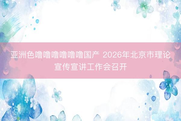 亚洲色噜噜噜噜噜噜国产 2026年北京市理论宣传宣讲工作会召开