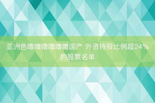 亚洲色噜噜噜噜噜噜国产 外资持股比例超24%的股票名单