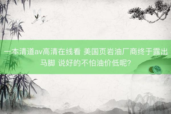 一本清道av高清在线看 美国页岩油厂商终于露出马脚 说好的不怕油价低呢？