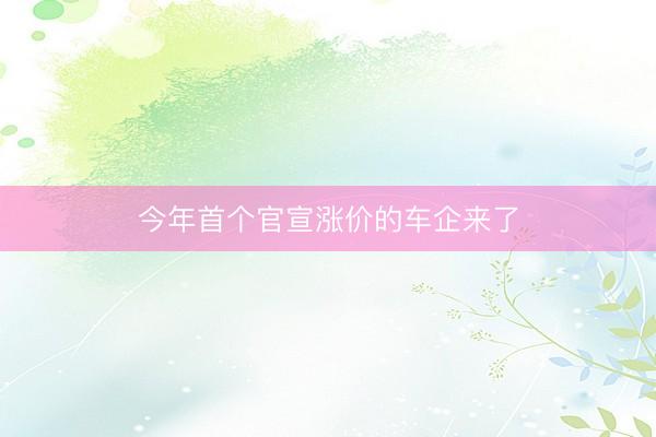 今年首个官宣涨价的车企来了