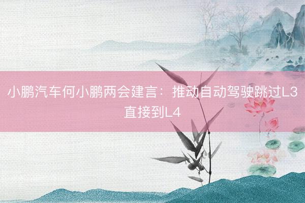 小鹏汽车何小鹏两会建言：推动自动驾驶跳过L3直接到L4