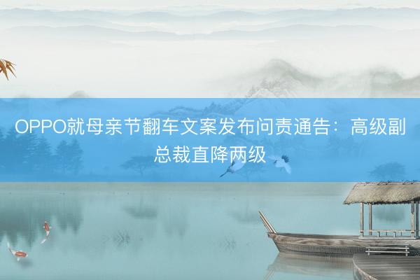 OPPO就母亲节翻车文案发布问责通告：高级副总裁直降两级