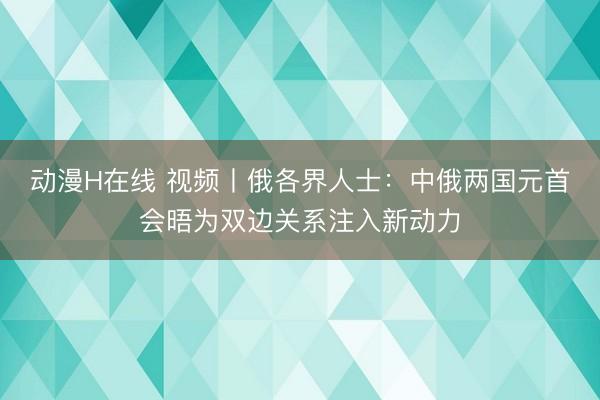 动漫H在线 视频丨俄各界人士：中俄两国元首会晤为双边关系注入新动力