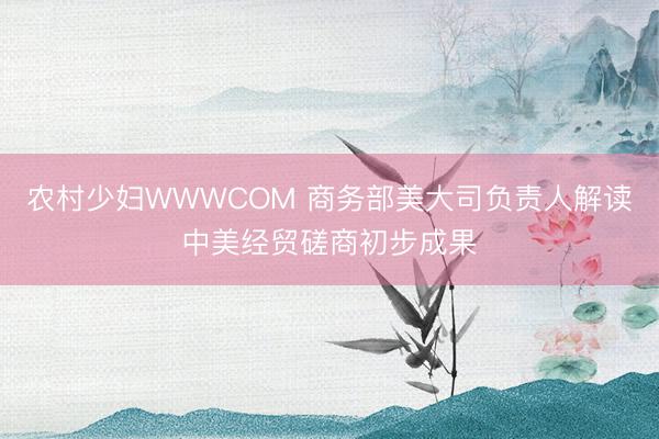 农村少妇WWWCOM 商务部美大司负责人解读中美经贸磋商初步成果