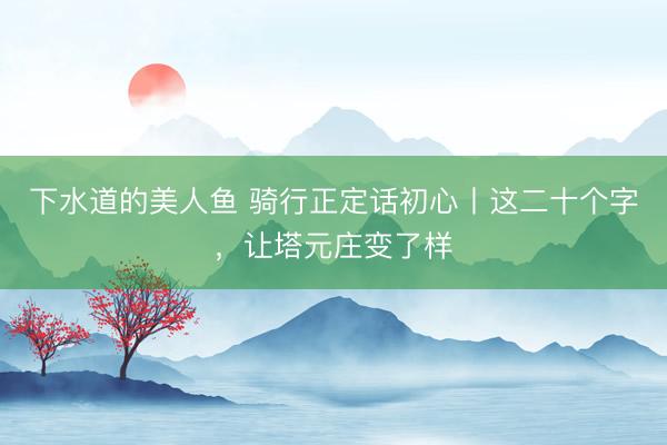 下水道的美人鱼 骑行正定话初心丨这二十个字，让塔元庄变了样