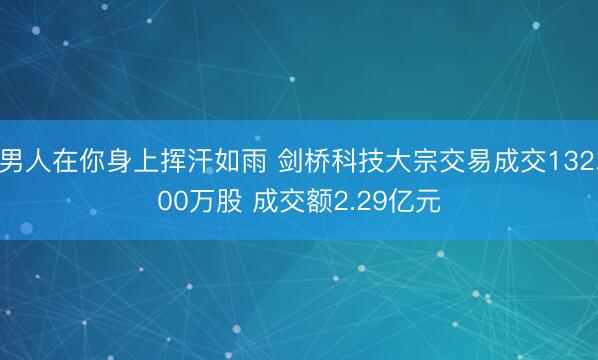 男人在你身上挥汗如雨 剑桥科技大宗交易成交132.00万股 成交额2.29亿元