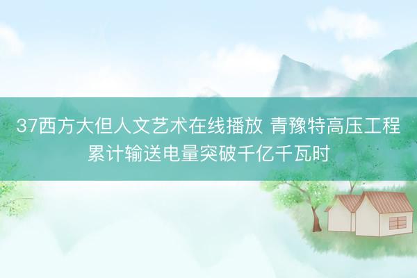 37西方大但人文艺术在线播放 青豫特高压工程累计输送电量突破千亿千瓦时