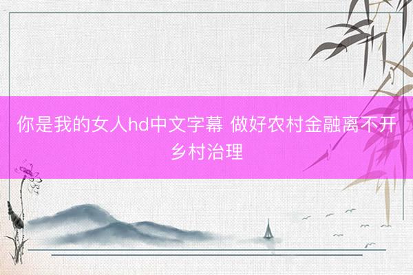 你是我的女人hd中文字幕 做好农村金融离不开乡村治理