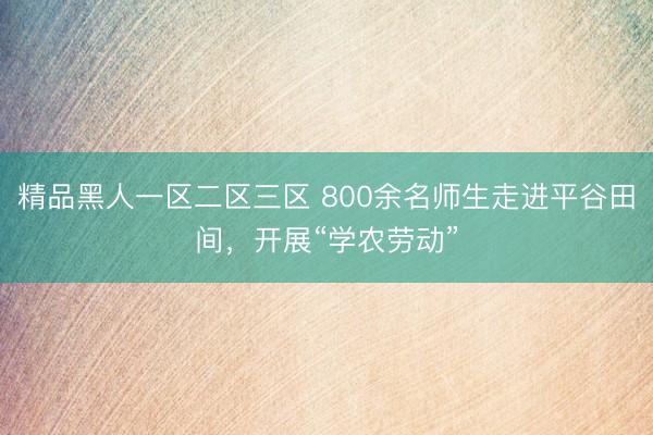 精品黑人一区二区三区 800余名师生走进平谷田间，开展“学农劳动”