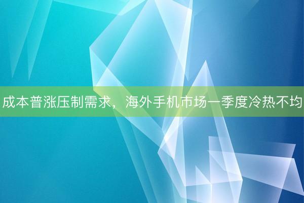 成本普涨压制需求，海外手机市场一季度冷热不均