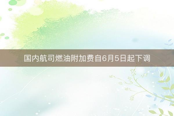 国内航司燃油附加费自6月5日起下调