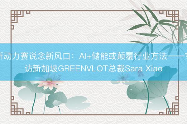 新动力赛说念新风口：AI+储能或颠覆行业方法——专访新加坡GREENVLOT总裁Sara Xiao