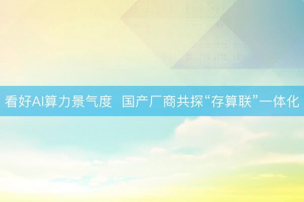 看好AI算力景气度  国产厂商共探“存算联”一体化