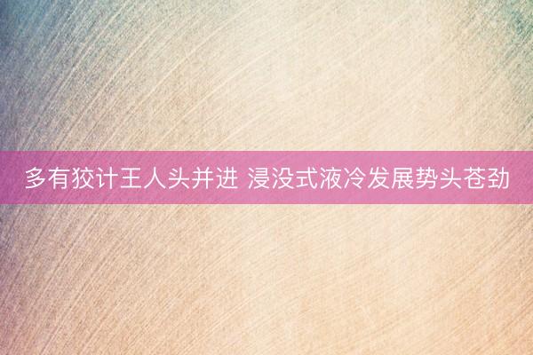 多有狡计王人头并进 浸没式液冷发展势头苍劲