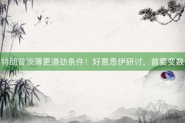 特朗普淡薄更遒劲条件！好意思伊研讨，首要变数