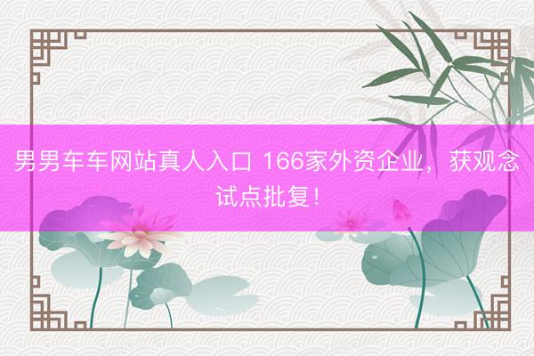 男男车车网站真人入口 166家外资企业，获观念试点批复！
