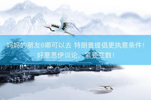 妈妈的朋友6哪可以去 特朗普提倡更执意条件!好意思伊议论,紧要变数!