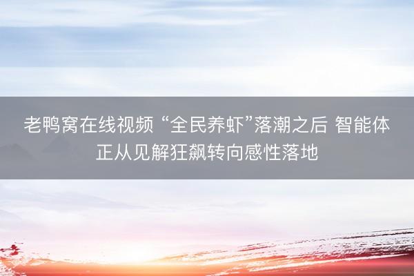 老鸭窝在线视频 “全民养虾”落潮之后 智能体正从见解狂飙转向感性落地