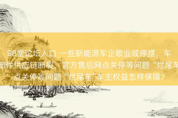 98堂论坛入口 一些新能源车企歇业或停摆，车主不得不面对原厂零部件供应链断裂、官方售后网点关停等问题 “烂尾车”车主权益怎样保障？